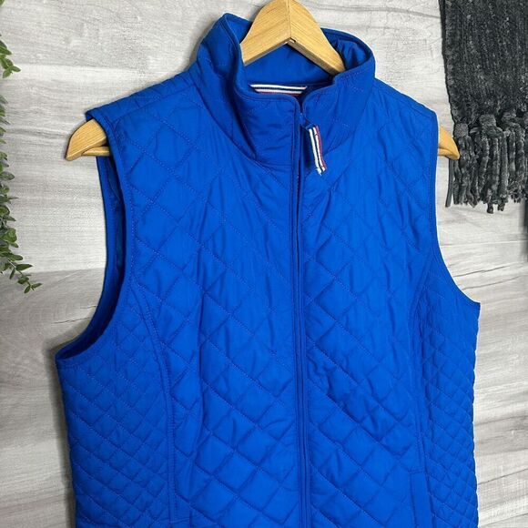 Talbots Womens Blue Full Zip Comfortable Quilted Collared Pocket Vest Size Mediu - Picture 3 of 8